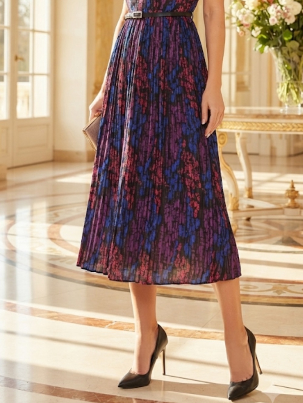 New Halston Heritage Red and Blue Patterned Dress size 12 - Picture 4 of 14